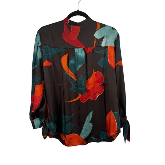 Chicos Abstract Floral Print Button Front Blouse Career Office Women 2.5 US L 14 - Picture 7 of 7
